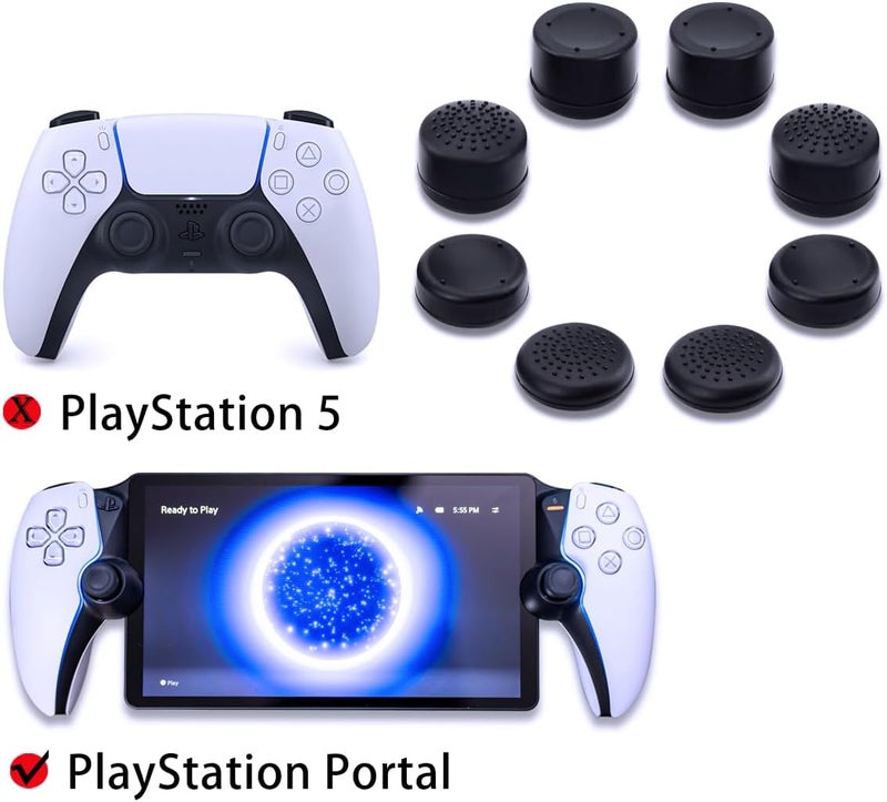 Sunmike PS Portal Thumb Grips Caps, Full Protection Analog Stick Cover Silicone Joystick Caps Anti-Scratch & Anti-Slip Thumbstick Replacement Covers for PS Portal Accessories 8 Pcs in 4 Size - Black - Image 4